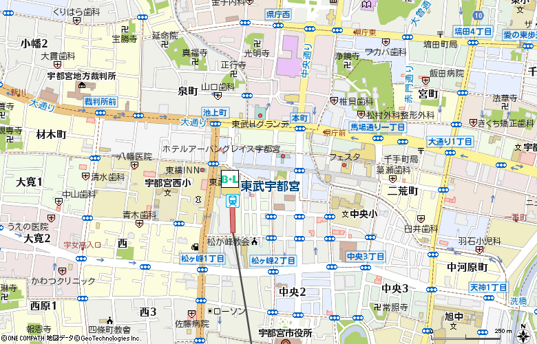 エースコンタクト東武宇都宮店付近の地図